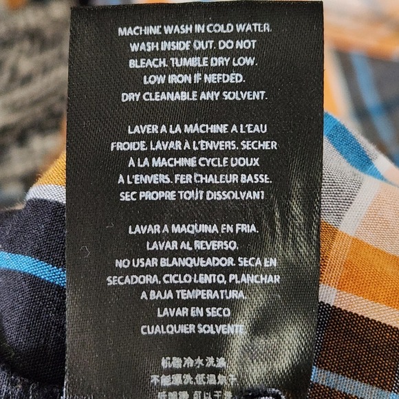 Affliction Black Premium Buckle Western Shirt Mens XL Slim Orange Black Plaid - Picture 7 of 11